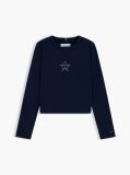 Μπλε Slim Μακρυμάνικο T-Shirt Με Στρας  Κορίτσια