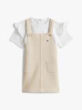 Beige Essential Dungaree Dress And T-Shirt Set  Newborn