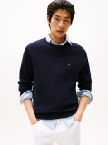 Blue Crew Neck Flag Embroidery Jumper  Men