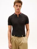 Black Mandarin Collar Slim Polo Shirt  Men