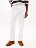 White Herringbone Tapered Leg Chinos  Men