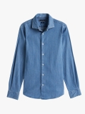 Blue Smart Casual Slim Fit Denim Shirt  Men