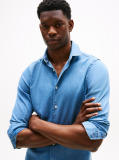 Blue Smart Casual Slim Fit Denim Shirt  Men