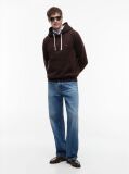 Καφέ Fleece Hoody Με Κεντητή Σημαία  Άνδρες