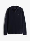 Blue Jacquard Long Sleeve Polo Shirt  Men