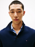 Blue Pima Cotton Mock Neck Sweater  Men