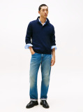 Blue Pima Cotton Mock Neck Sweater  Men