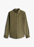 Green Regular Fit Flag Embroidery Corduroy Shirt  Men