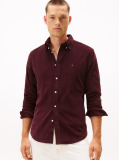 Red Regular Fit Flag Embroidery Corduroy Shirt  Men