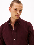 Red Regular Fit Flag Embroidery Corduroy Shirt  Men