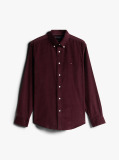 Red Regular Fit Flag Embroidery Corduroy Shirt  Men