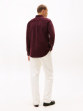 Red Regular Fit Flag Embroidery Corduroy Shirt  Men