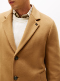 Καφέ Smart Casual Μάλλινο Παλτό Με Μονή Σειρά Κουμπιών  Άνδρες