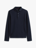 Blue Smart Casual Slim Fit Long Sleeve Polo Shirt  Men