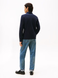 Blue Smart Casual Slim Fit Long Sleeve Polo Shirt  Men