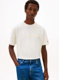 Μπεζ Άνετο T-Shirt Με Στρογγυλή Λαιμόκοψη Και Κεντημένο Λογότυπο  Άνδρες