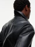 Μαύρο Δερμάτινο Τζάκετ Σε Άνετη Γραμμή  Άνδρες