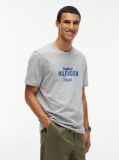 Γκρι Βαμβακερό T-Shirt Με Κλασική Λαιμόκοψη Και Λογότυπο Σε Αντίθεση  Άνδρες