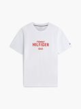 Άσπρο Βαμβακερό T-Shirt Με Κλασική Λαιμόκοψη Και Λογότυπο Σε Αντίθεση  Άνδρες