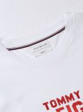 Άσπρο Βαμβακερό T-Shirt Με Κλασική Λαιμόκοψη Και Λογότυπο Σε Αντίθεση  Άνδρες