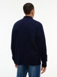 Blue Lambswool Zip-Thru Cable Knit Jumper  Men