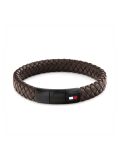 Brown Ionic-Plated Brown Leather Bracelet  Men