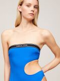 Blue Logo Cutout Bandeau One-Piece Swimsuit  Women