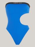 Blue Logo Cutout Bandeau One-Piece Swimsuit  Women