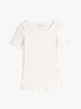 Άσπρο Slim T-Shirt Με Ριμπ Ύφανση  Γυναίκες