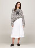 White Pleated Flared Midi Skirt  Women