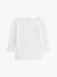 Άσπρο T-Shirt Σε Slim Γραμμή Με Boat Λαιμόκοψη  Γυναίκες