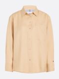 Beige Linen Patch Pocket Relaxed Fit Shirt  Women