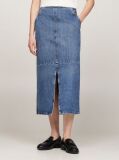 Denim High Rise Slim Denim Midi Skirt  Women