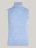 Blue Merino Wool Turtleneck Sleeveless Jumper  Women