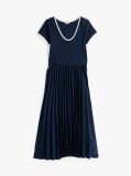 Blue Pleated Fit And Flare Midi Dress  Women