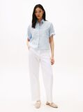 Blue Relaxed Fit Short Sleeve Linen Shirt  Women