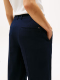 Blue Tapered Leg Low Rise Cropped Trousers  Women