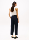 Blue Tapered Leg Low Rise Cropped Trousers  Women