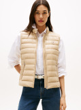 Beige Ultra Light Down Mock Neck Gilet  Women