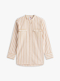 Beige Collarless Poplin Shirt  Women