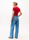 Blue Mid Rise Loose Wide Leg Jeans  Women