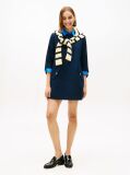 Blue Textured Wool Blend Mini Shift Dress  Women