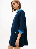 Blue Textured Wool Blend Mini Shift Dress  Women