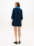 Blue Textured Wool Blend Mini Shift Dress  Women