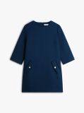 Blue Textured Wool Blend Mini Shift Dress  Women
