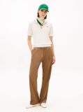 Beige Regular Fit Pique Zip Polo Shirt  Women
