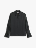 Black Relaxed Ruffle Cuff Sateen Shirt  Women
