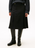 Black Gold-Tone Button A-Line Midi Skirt  Women