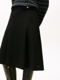 Black Gold-Tone Button A-Line Midi Skirt  Women