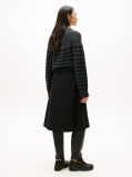 Black Gold-Tone Button A-Line Midi Skirt  Women